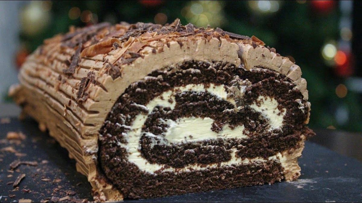 Švýcarská čokoládová roláda s vanilkovým krémem