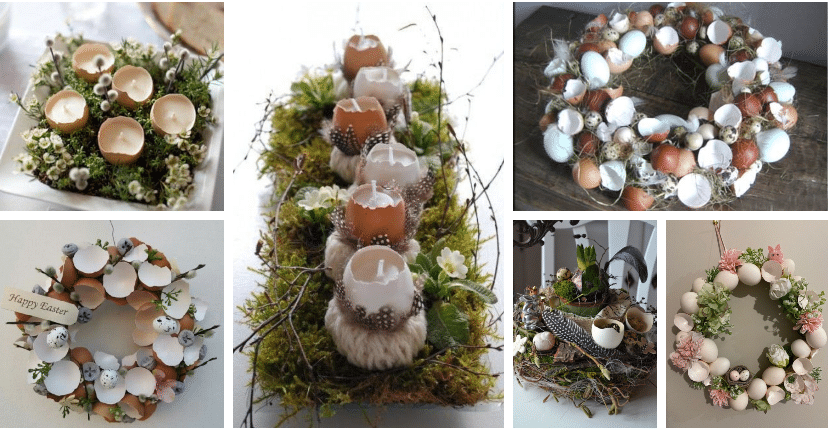 vaječné skořápky, jako součást velikonoční dekorace – inspirujte se!