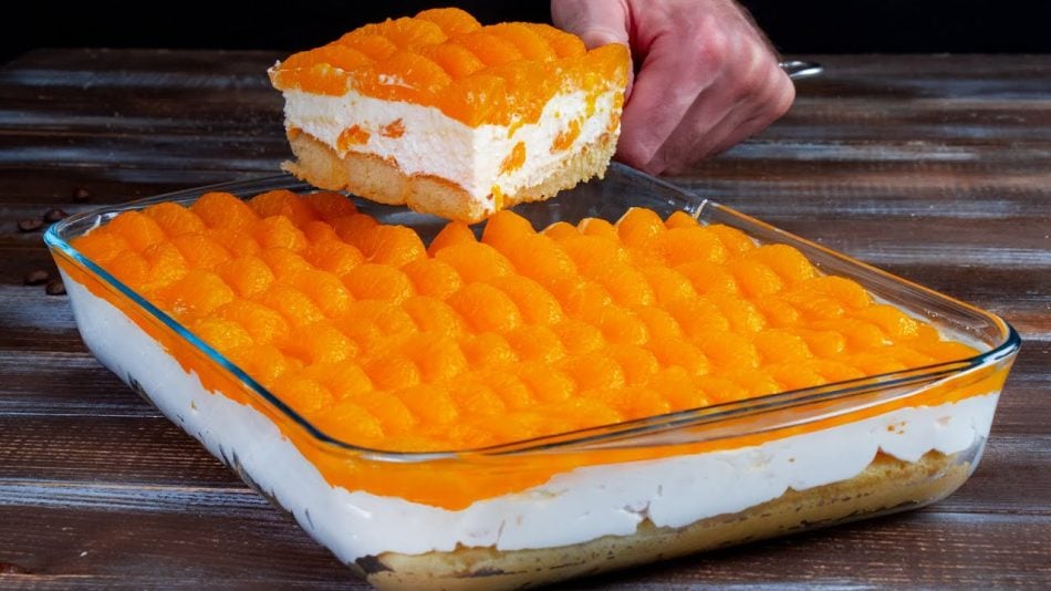 nepečený piškotový dort s mandarinkami a luxusním krémem!