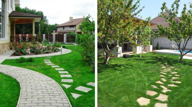 Zahradní chodníčky na trávníku: 55 nápadů na terénní úpravy