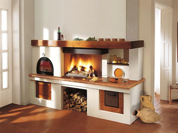 kamin-na-kuhne19 Stylová kuchyně s krbem: 45+ inspirací, jak proměnit prostor, kde se snoubí praktičnost s krásou