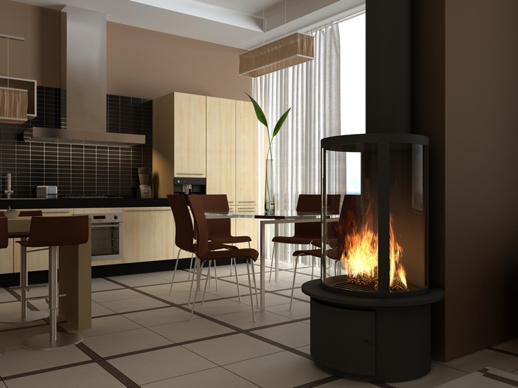 kamin-na-kuhne36 Stylová kuchyně s krbem: 45+ inspirací, jak proměnit prostor, kde se snoubí praktičnost s krásou