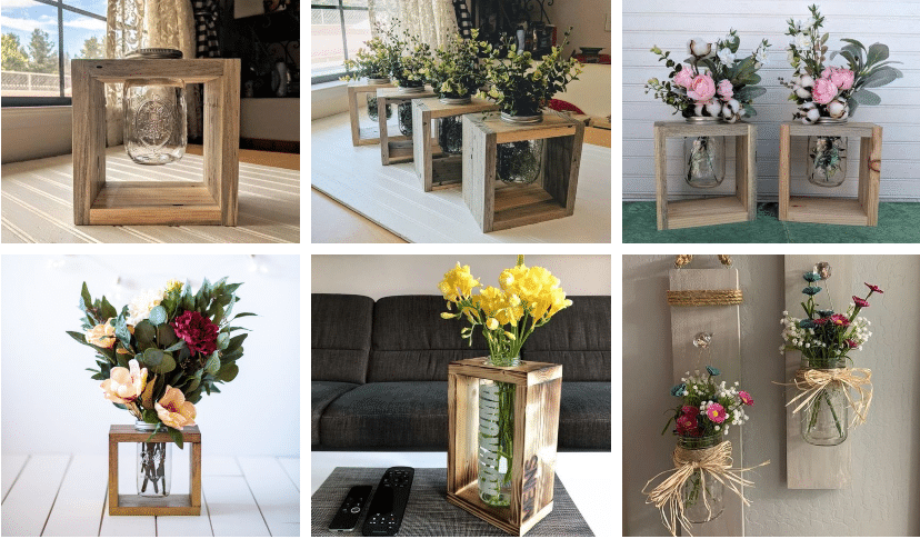 jednoduché květinové dekorace z pár kousků dřeva a zavařovací sklenice – inspirujte se!