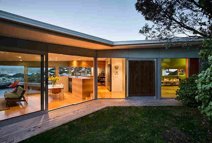 Krásný jednopodlažní dům s panoramatickými okny: 52 příkladů fotografií