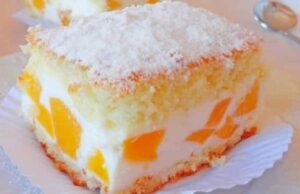 smetanový dort s mandarinkami a piškotovým těstem – chutná skvěle!