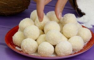 jednoduchý foto recept na domácí kokosové raffaelo kuličky