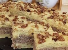 fantastické ořechové kostky s luxusním vanilkovým krémem – skvělý dezert ke kávě