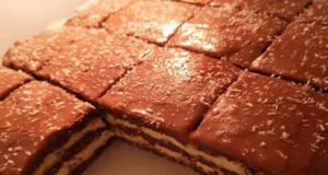 Kokosové kostky s čokoládou a sušenkovým základem kokosové kostky s čokoládou a sušenkovým základem