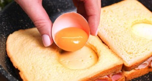 Kreativní zapečené toasty ve vaječné směsi se sýrem, šunkou a kečupem – originální snídaně! Zapečené toasty ve vaječné směsi se sýrem, šunkou a kečupem - originální snídaně!