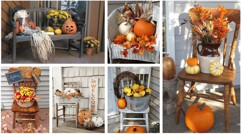 inspirace na krásné podzimní dekorace: stačí jednoduše naskládat na židli či křeslo!