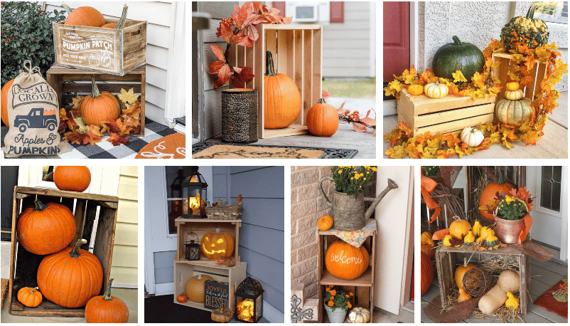 jednoduché podzimní dekorace: stačí naskládat do dřevěné bedýnky!