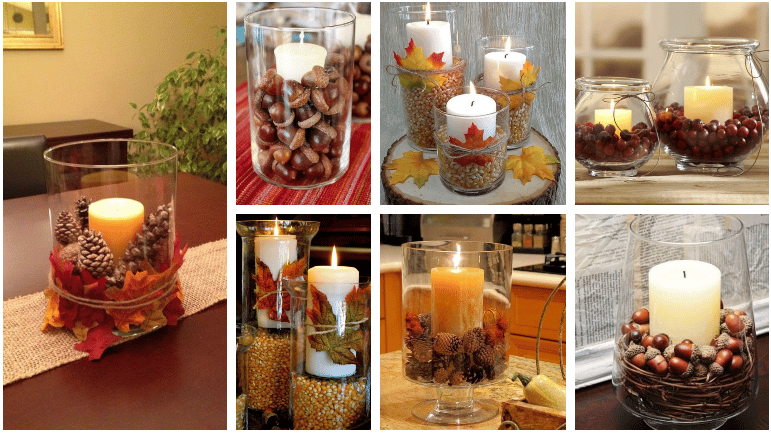 skleněnou vázu lze jednoduchým způsobem proměnit v krásnou podzimní dekoraci: inspirujte se!