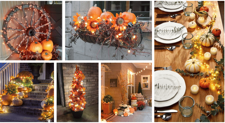 20+ krásných podzimních dekorací jejichž součástí jsou světýlka – inspirujte se!