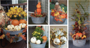 podzimní dekorace, které zvládne vytvořit každý – stačí naskládat do plechové nádoby!
