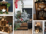 vánoční dekorace na poslední chvíli: využijte obyčejnou dřevěnou přepravku!