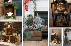 vánoční dekorace na poslední chvíli: využijte obyčejnou dřevěnou přepravku!