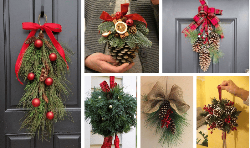 inspirace na kouzelné vánoční dekorace z jehličí, které si můžete pověsit