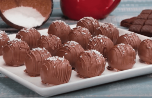 fantastické mléčné kuličky s kokosem a navíc obalené v čokoládě – chutnají skvěle!