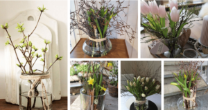 přineste do svého domova jaro: základem je skleněná váza, provázek a květiny!