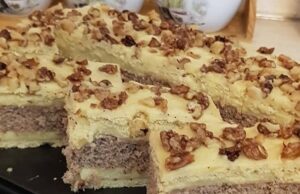 sladká a krémová slast: domácí ořechový zákusek s vanilkovým krémem
