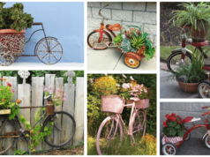 inspirace na skvělou zahradní dekoraci: 20+ využití dětských tříkolek!