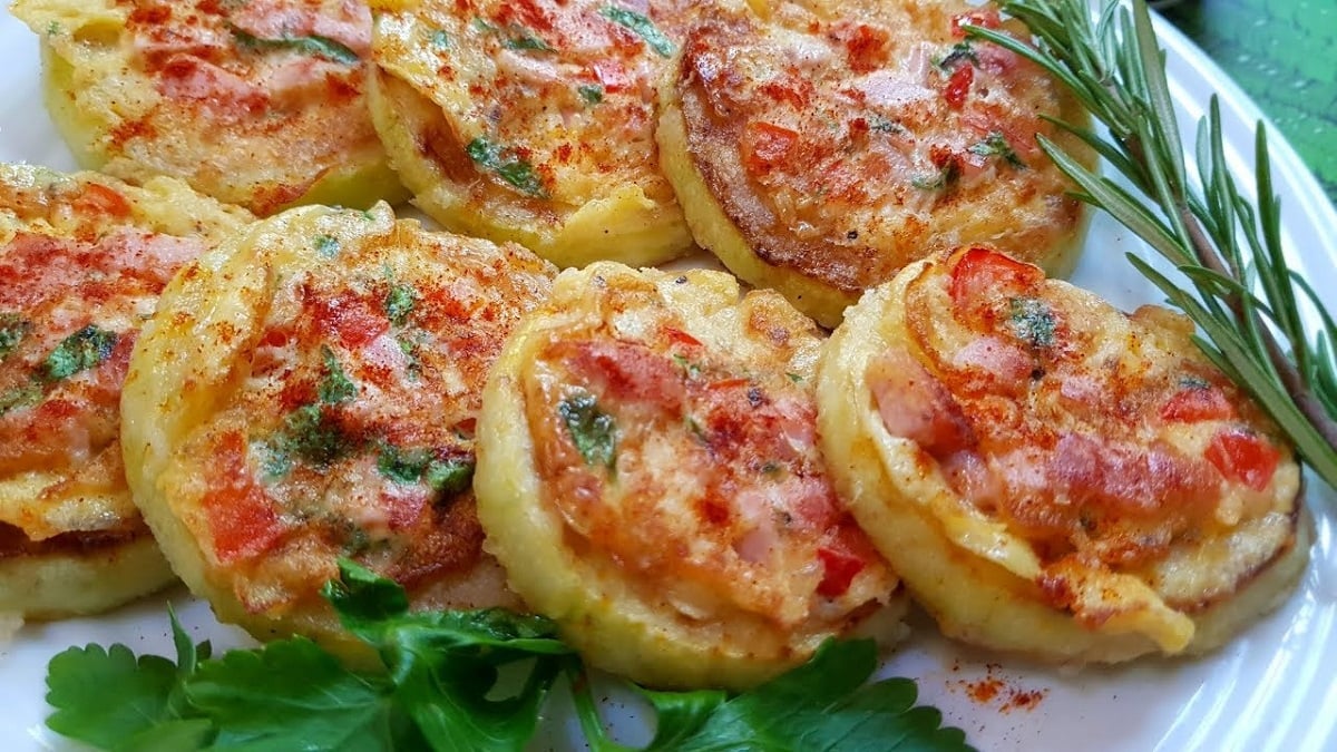 Skvělý recept! Cuketová kolečka plněná masově - sýrovou směsí