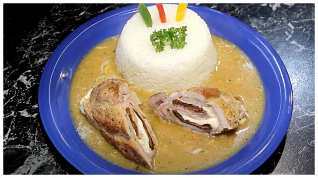 Plněné vepřové závitky s rýží Plněné vepřové závitky s rýží