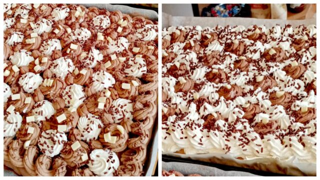 Harlekýn na plech s nutellovým krémem a šlehačkou