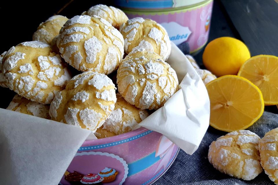 Citronové crinkle sušenky s bílou čokoládou - vánoční cukroví