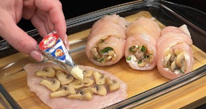 Kuřecí roládky plněné žampionovo-sýrovou směsí – jednoduchý a rychlý recept krok za krokem Kuřecí roládky plněné žampionovo-sýrovou směsí - jednoduchý a rychlý recept krok za krokem