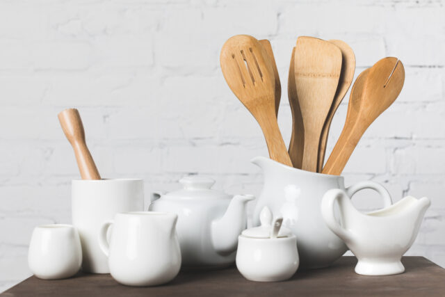 wooden kitchen utensils
