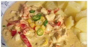 Sýrová omáčka s kuřecím masem, rajčaty a paprikou: Rychlý recept