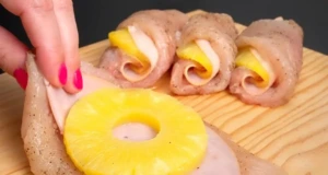 Kuřecí závitky „Hawai“ – plněné ananasem, šunkou a sýrem – i pro náročné