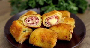 Smažené křupavé cukety CORDON BLEU plněné šunkou a sýrem Smažené křupavé cukety CORDON BLEU plněné šunkou a sýrem