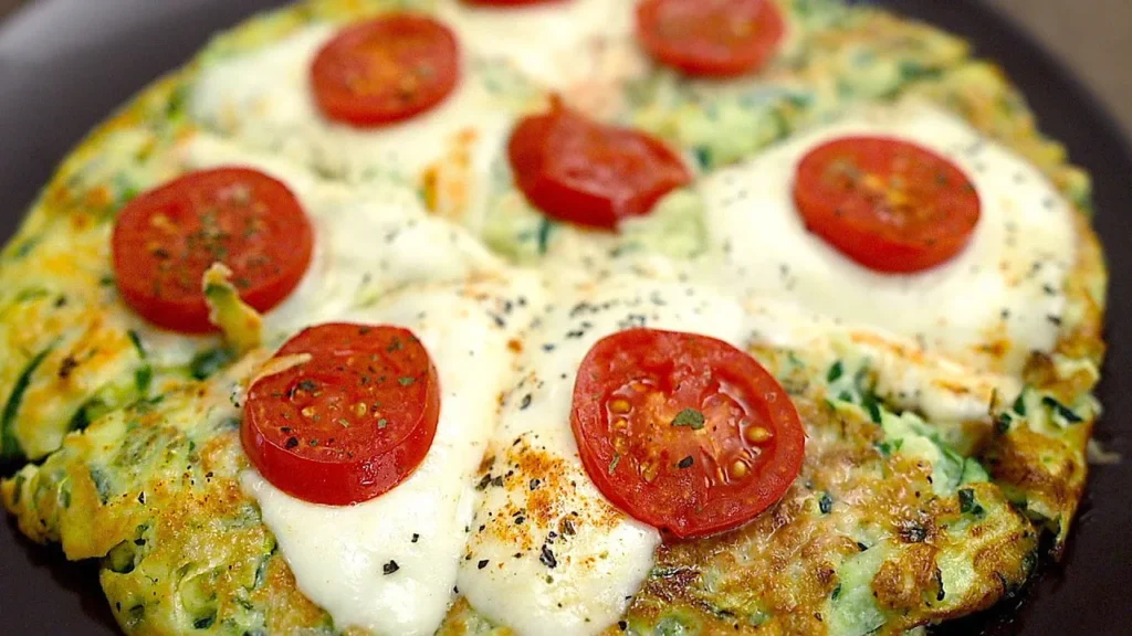 Smažená cuketová pizza se zakysanou smetanou s rajčaty a sýrem mozzarella - jednoduchá a snadná příprava!