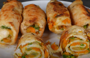 Vyzkoušejte tyto smažené kuřecí závitky plné zeleninky!