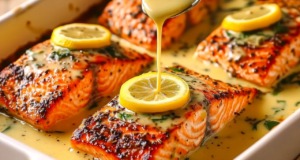 Pečený losos s citronem a zelenými fazolkami na česneku – jednoduchý recept Lahodný pečený losos s citronovou marinádou a zelenými fazolkami s česnekem