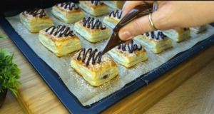 Buchtičky z listového těsta s Nutellou – snadný a lahodný dezert! Křupavé sladké buchtičky s Nutellou a čokoládovou polevou