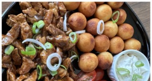 Vepřové nudličky s kroketami – rychlý a lahodný oběd