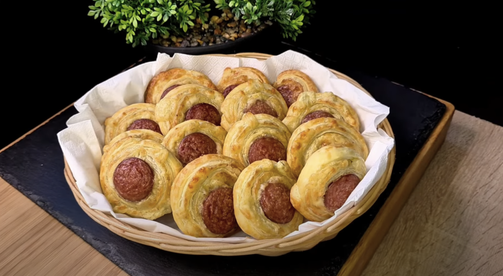 Sýrovo-klobásové šneky v listovém těstě - voňavé, zlatavé a neodolatelně křupavé