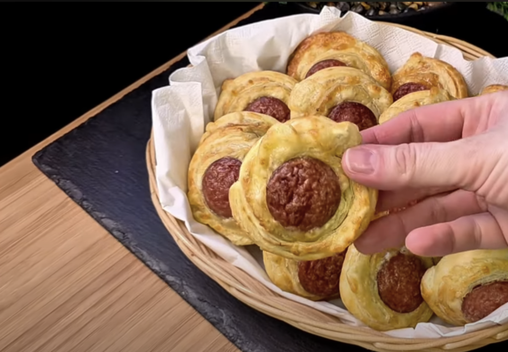 Sýrovo-klobásové šneky v listovém těstě - voňavé, zlatavé a neodolatelně křupavé