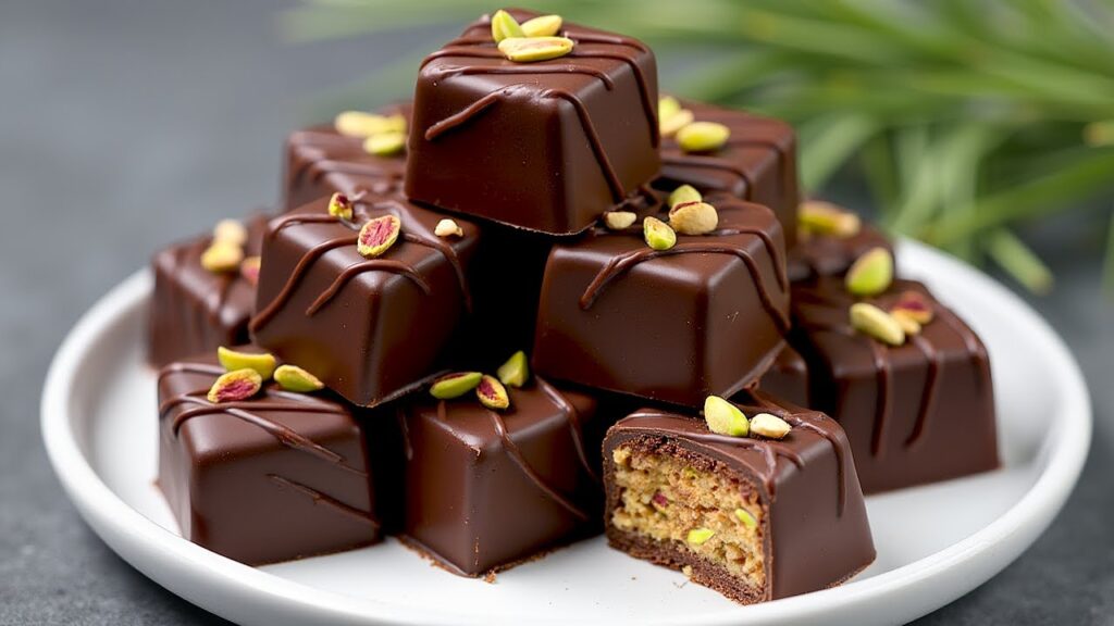 Datlové pralinky v sametové čokoládě s pistáciemi - pouze 3 ingredience!