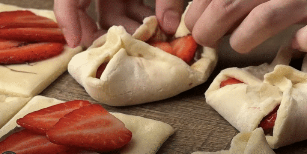 Křehké jahodové taštičky z listového těsta s Nutellou - ideální k teplému čaji!
