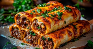 Křupavé rajčatové wrapy z fritézy s mletým masem a mozzarellou Křupavé rajčatové wrapy s mletým masem a mozzarellou z fritézy – snadná večeře na stole!