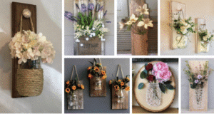 20+ krásných nástěnných dekorací – Spojte květiny a dřevo!