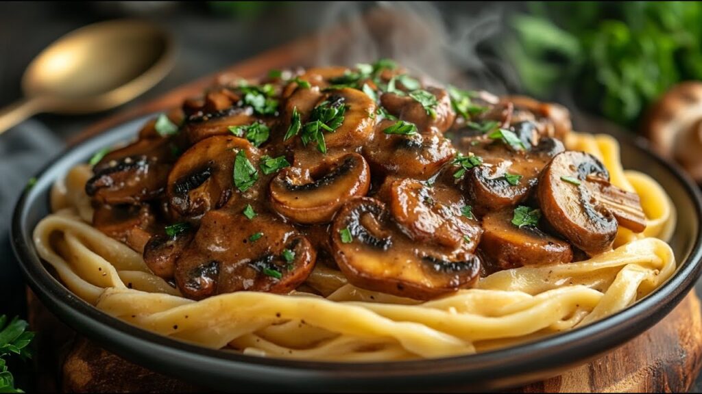 Krémový houbový stroganov s tagliatelle - lahodná večeře nebo oběd na stole!