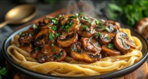Krémový houbový stroganov s tagliatelle – lahodná večeře nebo oběd na stole! Krémový houbový stroganov s tagliatelle - lahodná večeře nebo oběd na stole!