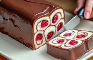Nepečený čokoládový palačinkový dort s mascarpone a třešňovým džemem