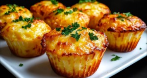 Bramborovo-mrkvové muffiny s jogurtovým dresinkem: Slaná pochoutka plná zeleniny a chuti Slané bramborovo-mrkvové muffiny s bylinkovým dresinkem – delikátní a voňavá svačinka plná chuti