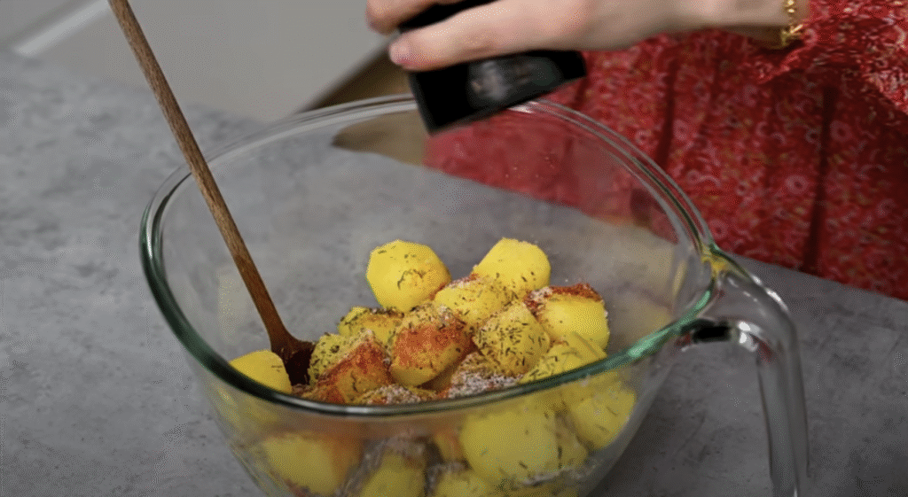 Masové hovězí placičky s jemnou rajčatovou omáčkou a křupavými pečenými bramborami – domácí klasika v novém kabátě